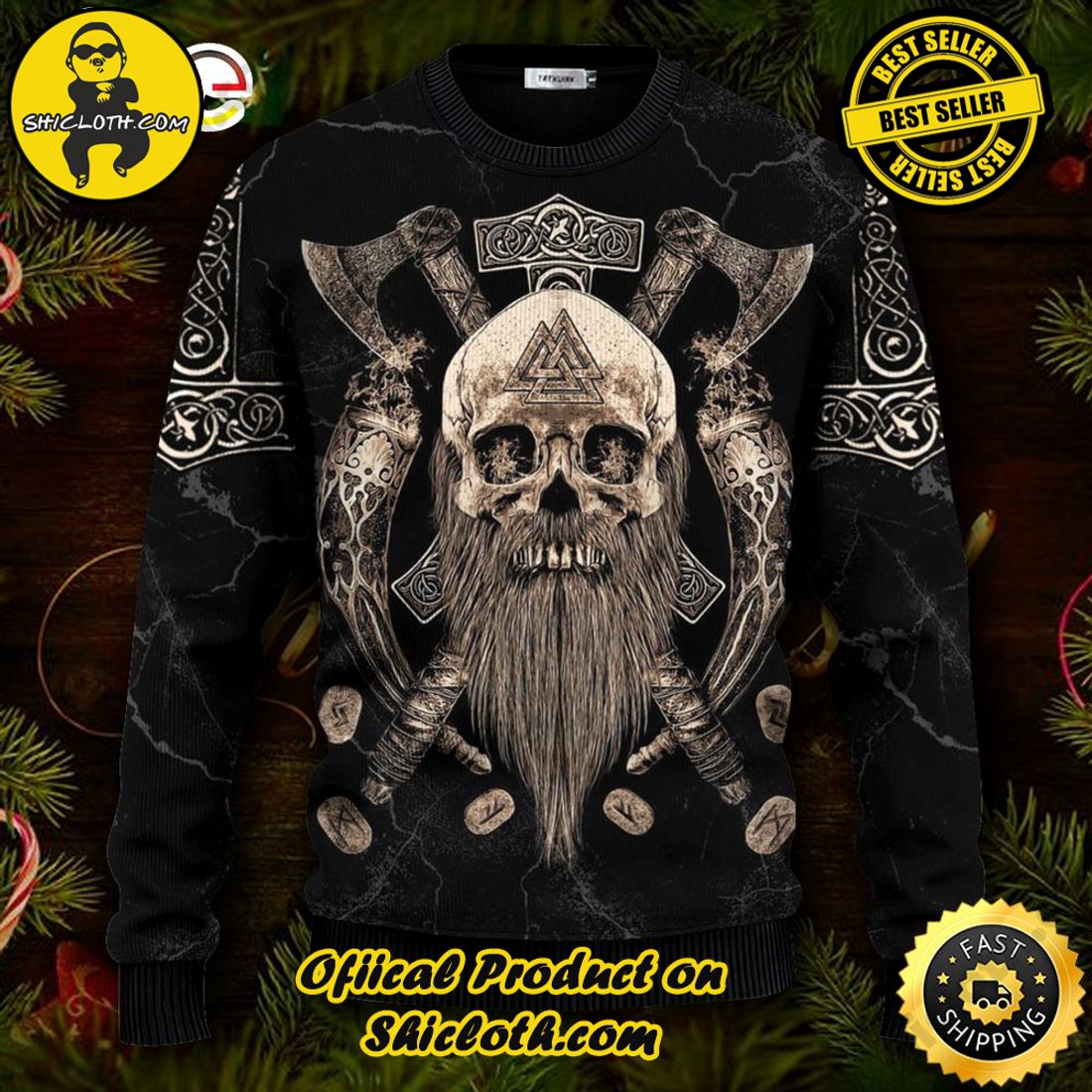 Best seller and Hot trending: Warm Up Your Holidays with Shiclothshop's Cozy Christmas Sweaters for a Peaceful Season 72 Valhalla Vegvisir Pattern Viking Ugly Christmas Sweater For Men & Women Christmas Gift Sweater