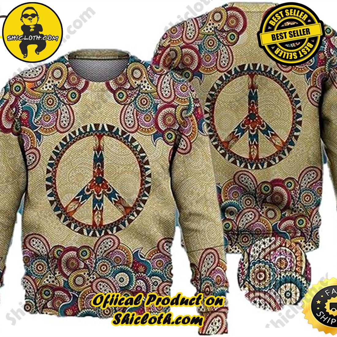 Best seller and Hot trending: Warm Up Your Holidays with Shiclothshop's Cozy Christmas Sweaters for a Peaceful Season 77 Vintage Hippie Mens Ugly Christmas Sweater For Men & Women Christmas Gift Sweater