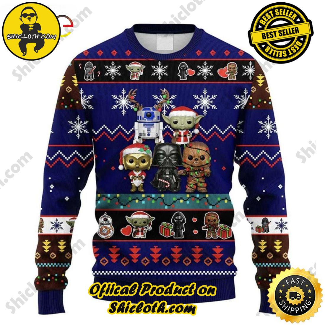 Best Seller : Exploring Shicloth's NFL Ugly Sweater Collection 27 Xmas SW Characters Star Wars Ugly Sweater