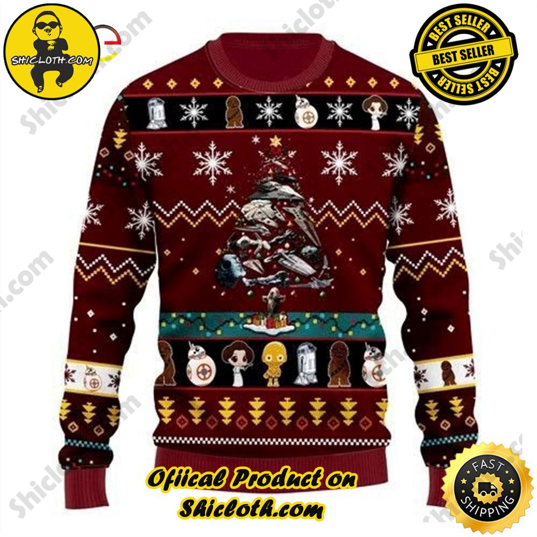 Best Seller : Exploring Shicloth's NFL Ugly Sweater Collection 28 Xmas Tree Star Wars Ugly Ugly Sweater
