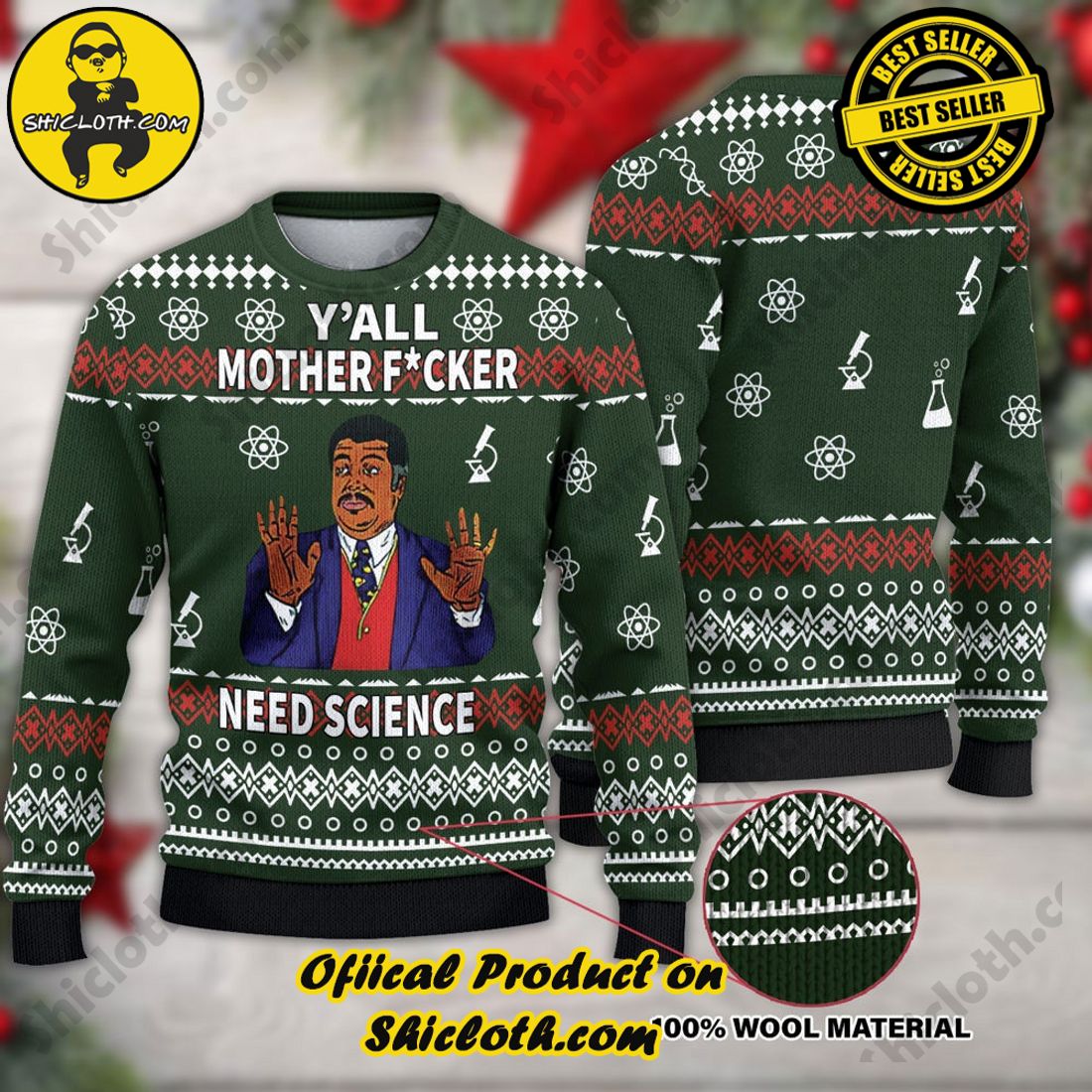 Shiclothshop's Ugly Christmas Sweaters: Embrace Festive Fashion with Flair 38 Yall Motherfuckers Need Science 3D Ugly Christmas Sweater For Men & Women Christmas Gift Sweater