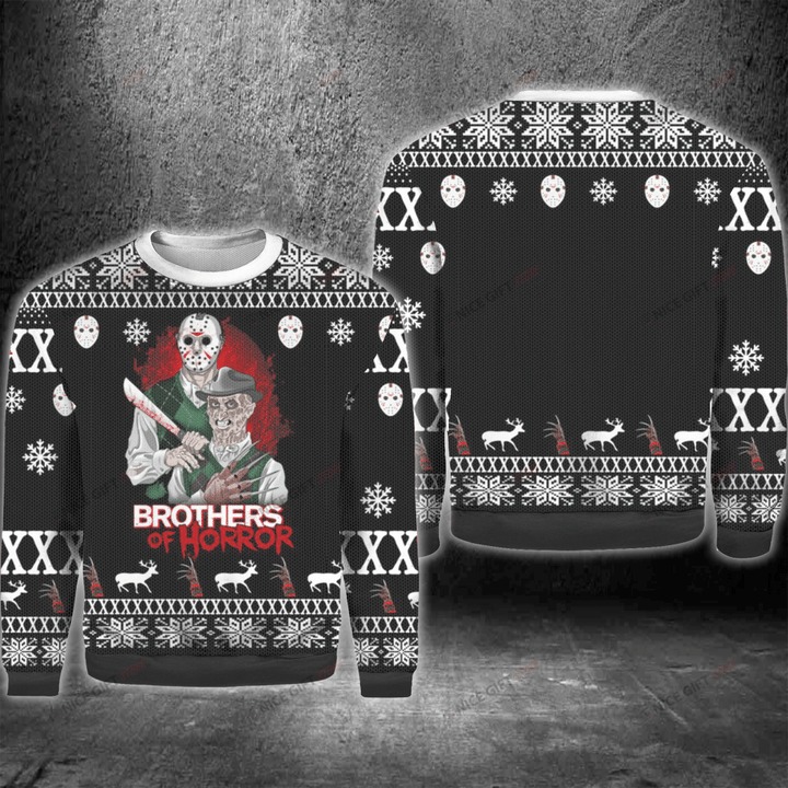 Best Seller Shiclothshop's Unique Collection of Ugly Christmas Sweaters 10 Brothers Of Horror Ugly Sweater