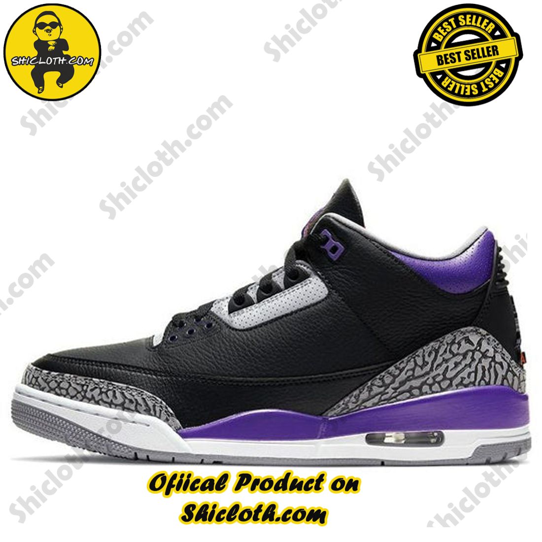 Authentic Jordan 3 Retro Black Court Purple 4 Authentic Jordan 3 Retro Black Court Purple - Image 4