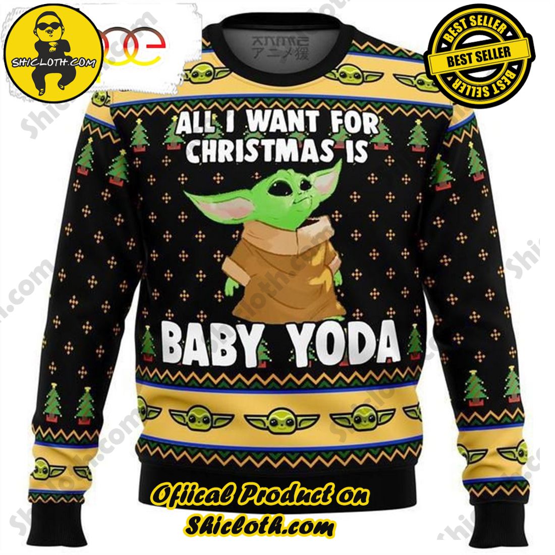 Top trending Shiclothshop's Sweater: The Perfect Cozy Christmas Gift 4 Baby Yoda All I Want Mandalorion Star Wars Ugly Christmas Sweater