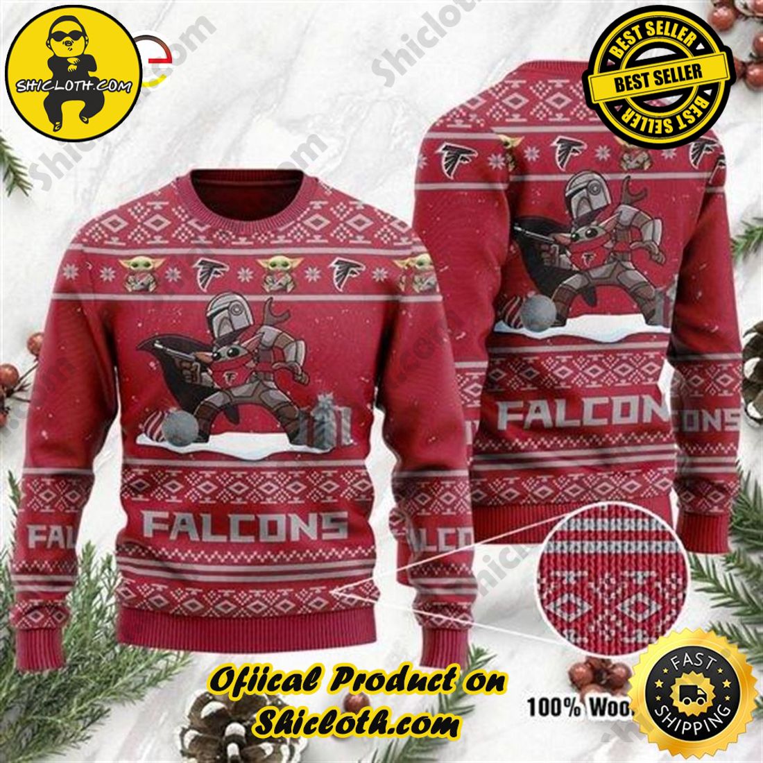 Top trending Shiclothshop's Sweater: The Perfect Cozy Christmas Gift 7 Baby Yoda Boba Fett The Mandalorian Atlanta Falcons Ugly Christmas Sweater