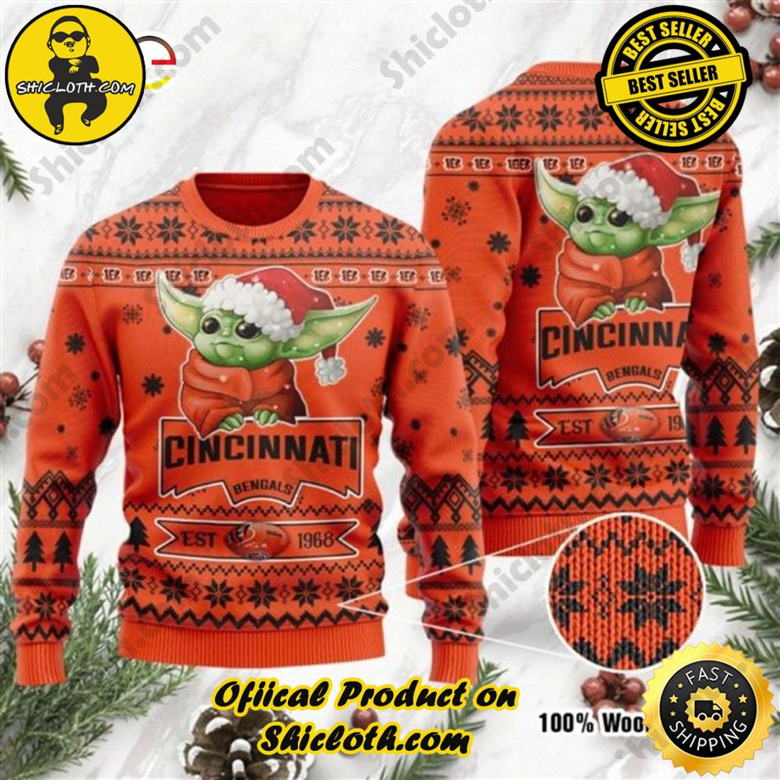 Top trending Shiclothshop's Sweater: The Perfect Cozy Christmas Gift 11 Baby Yoda Grogu Cincinnati Bengals Christmas Sweater