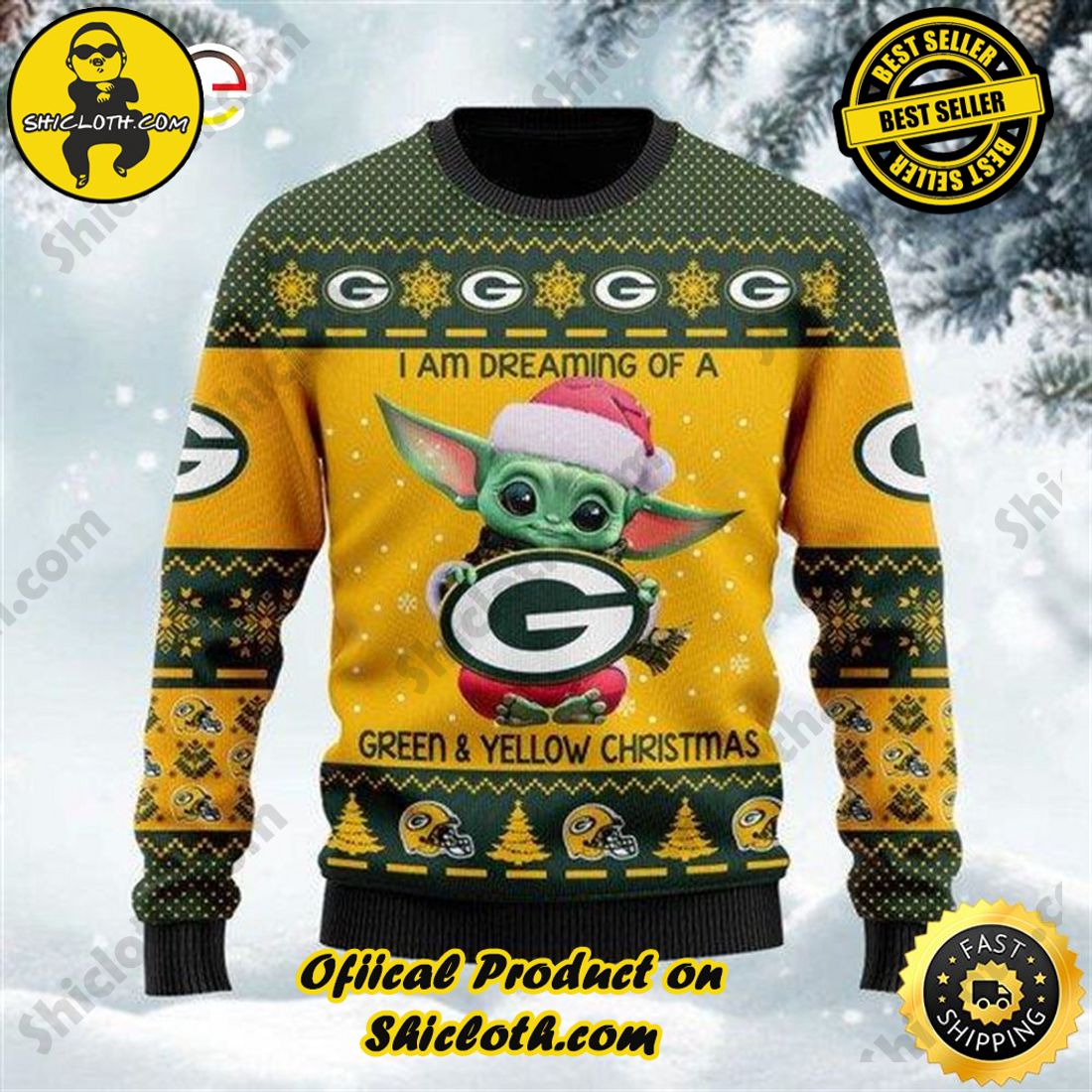 Top trending Shiclothshop's Sweater: The Perfect Cozy Christmas Gift 16 Baby Yoda I Am Dreaming Of A Green And Yellow Christmas Ugly Christmas Sweater