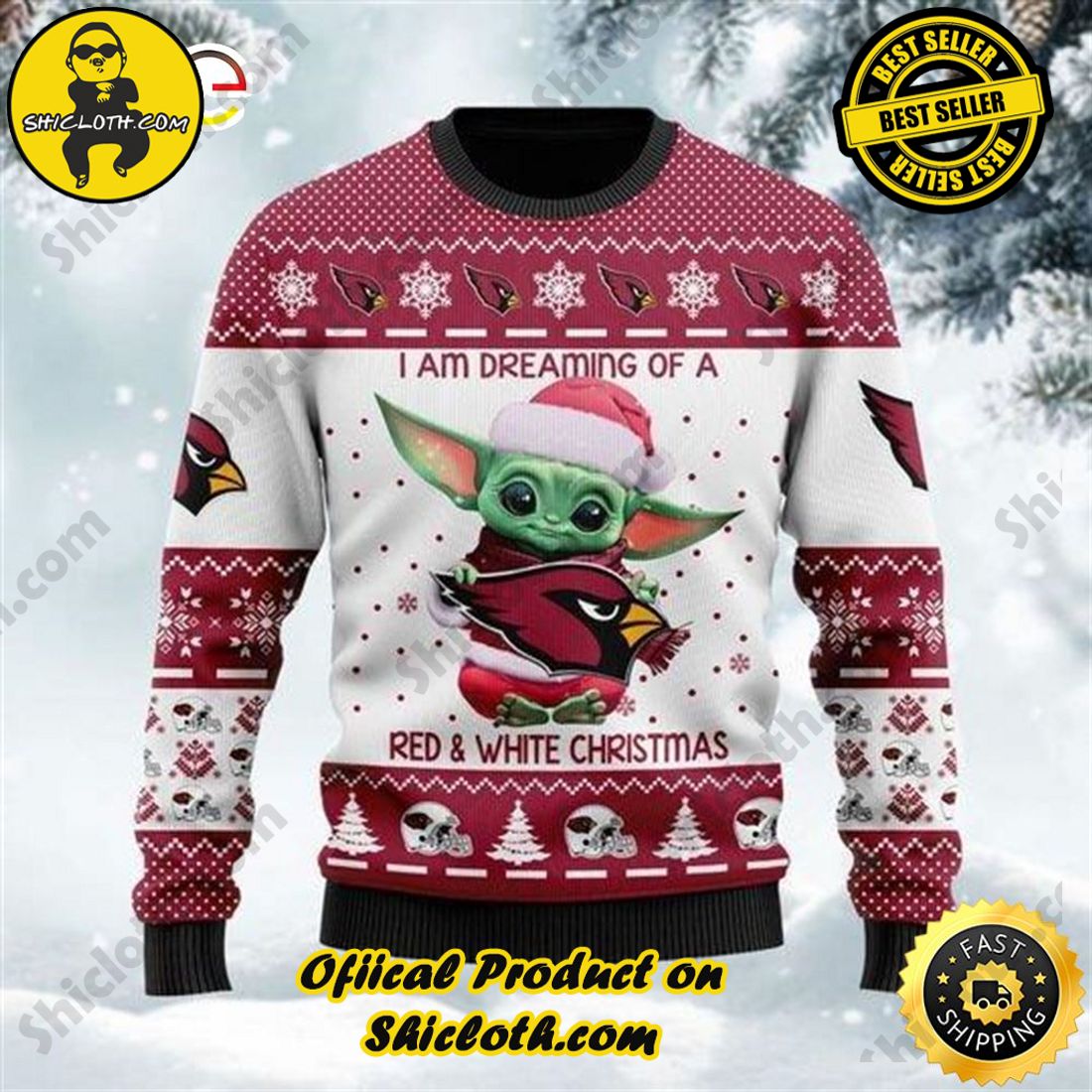 Top trending Shiclothshop's Sweater: The Perfect Cozy Christmas Gift 18 Baby Yoda I Am Dreaming Of A Red And White Christmas Ugly Christmas Sweater