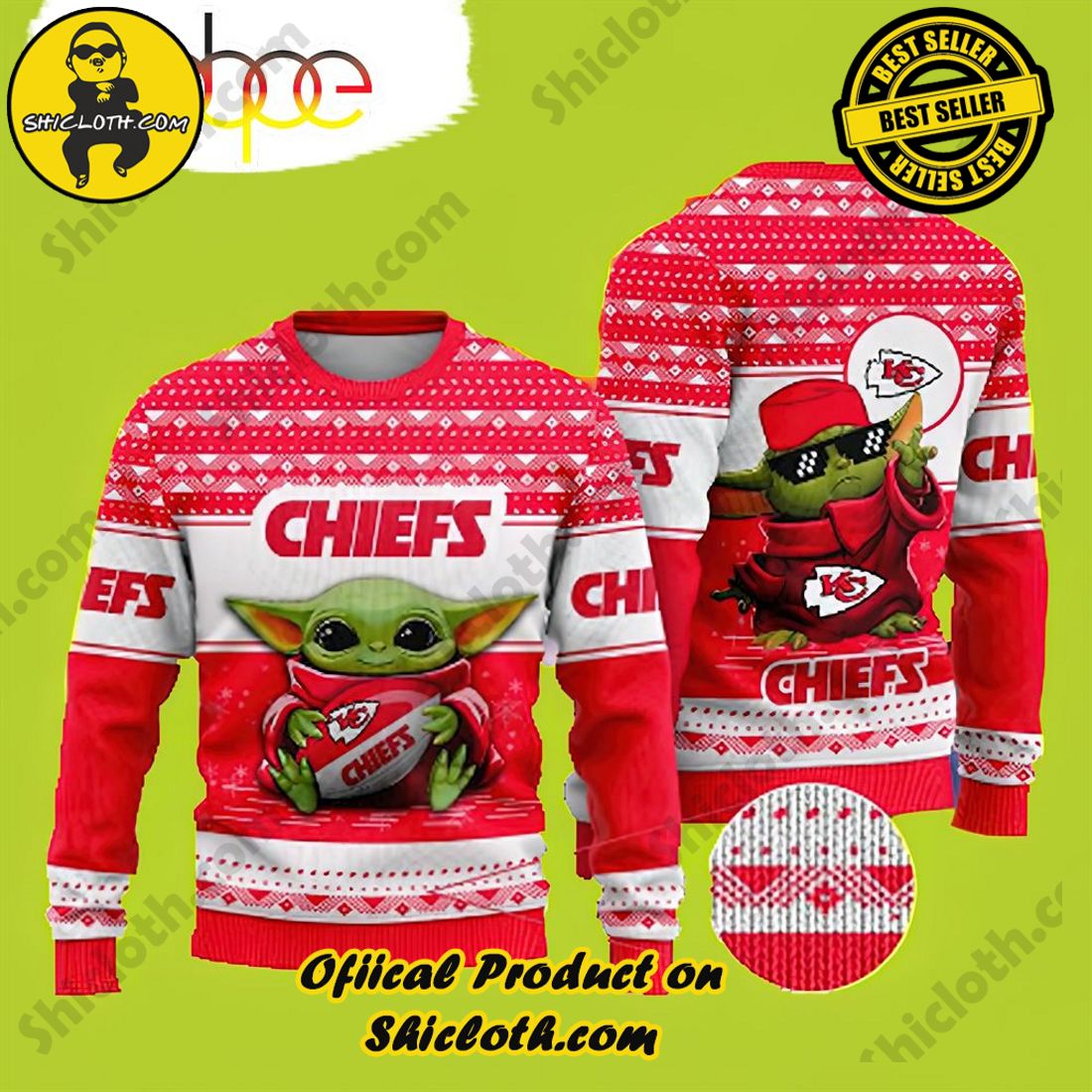 Top trending Shiclothshop's Sweater: The Perfect Cozy Christmas Gift 19 Baby Yoda Kansas City Chiefs Sweater