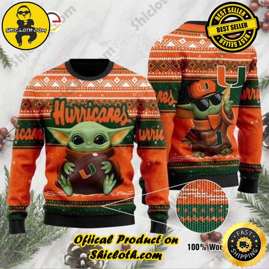 Top trending Shiclothshop's Sweater: The Perfect Cozy Christmas Gift 21 Baby Yoda Miami Hurricanes Football Ugly Christmas Sweater