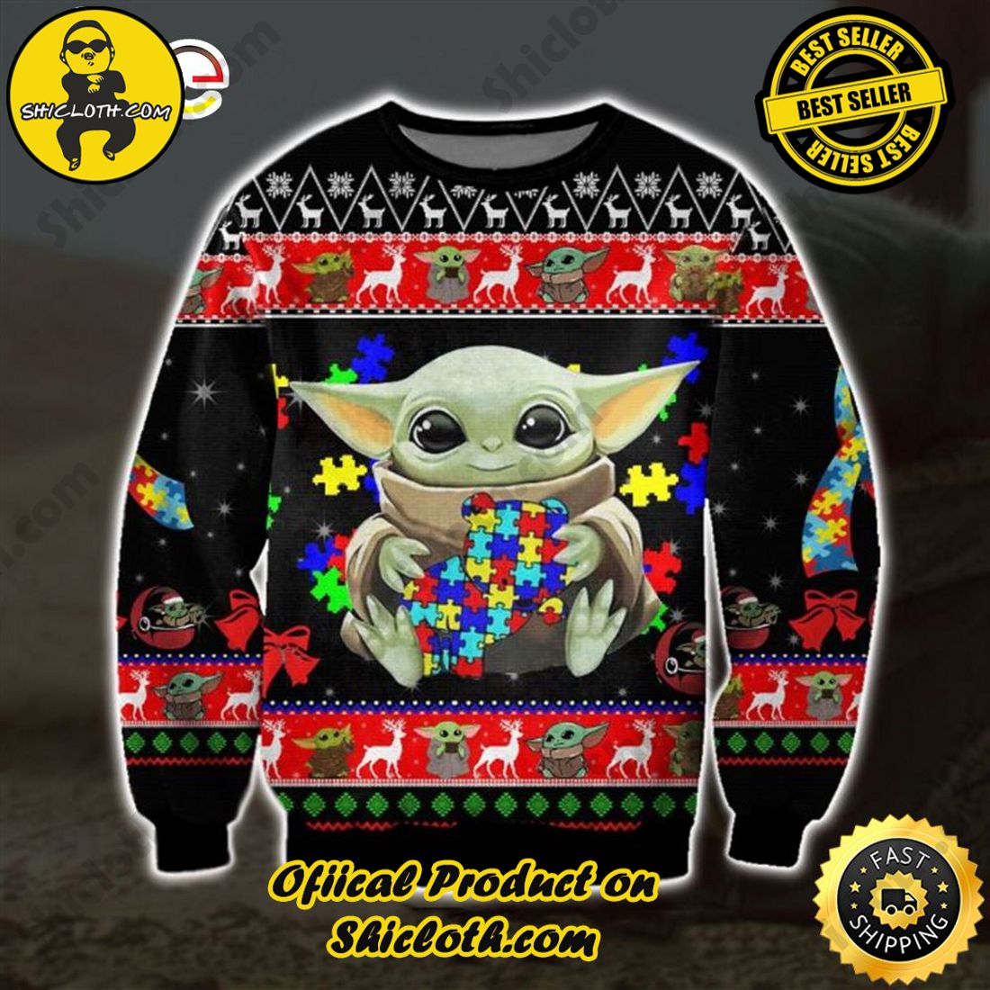 Top trending Shiclothshop's Sweater: The Perfect Cozy Christmas Gift 23 Baby Yoda Rubik Color Ugly Christmas Sweater