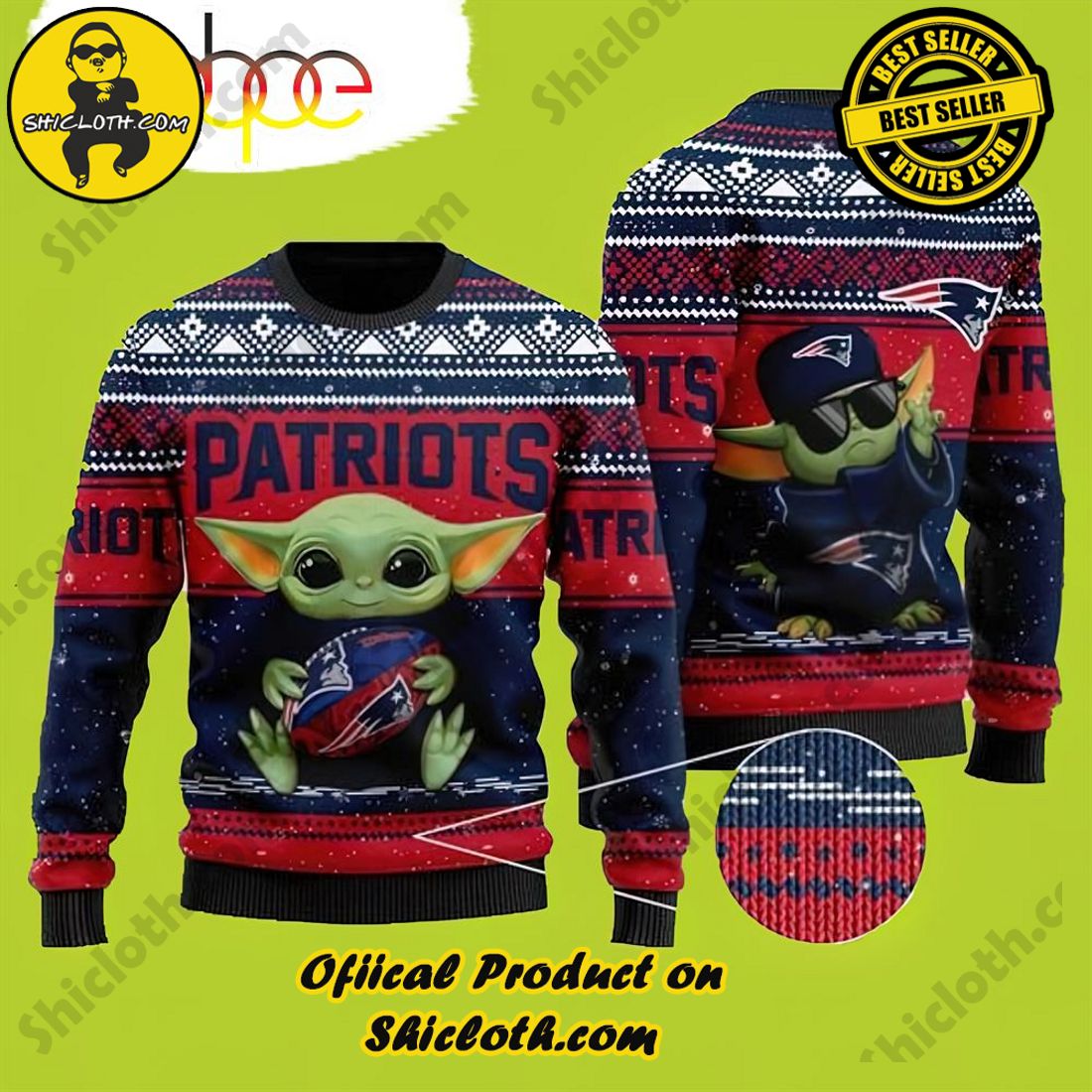 Top trending Shiclothshop's Sweater: The Perfect Cozy Christmas Gift 26 Baby Yoda Take Logo New England Patriots Yoda Christmas Sweater