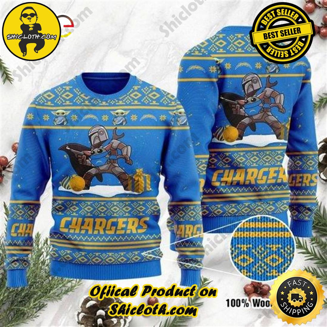 Top trending Shiclothshop's Sweater: The Perfect Cozy Christmas Gift 30 Baby Yoda The Mandalorian Los Angeles Chargers Ugly Christmas Sweater