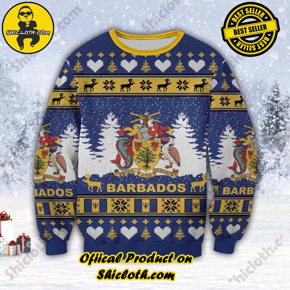 Top trending Shiclothshop's Sweater: The Perfect Cozy Christmas Gift 32 Barbados Island Pride Industry Ugly Christmas Sweater