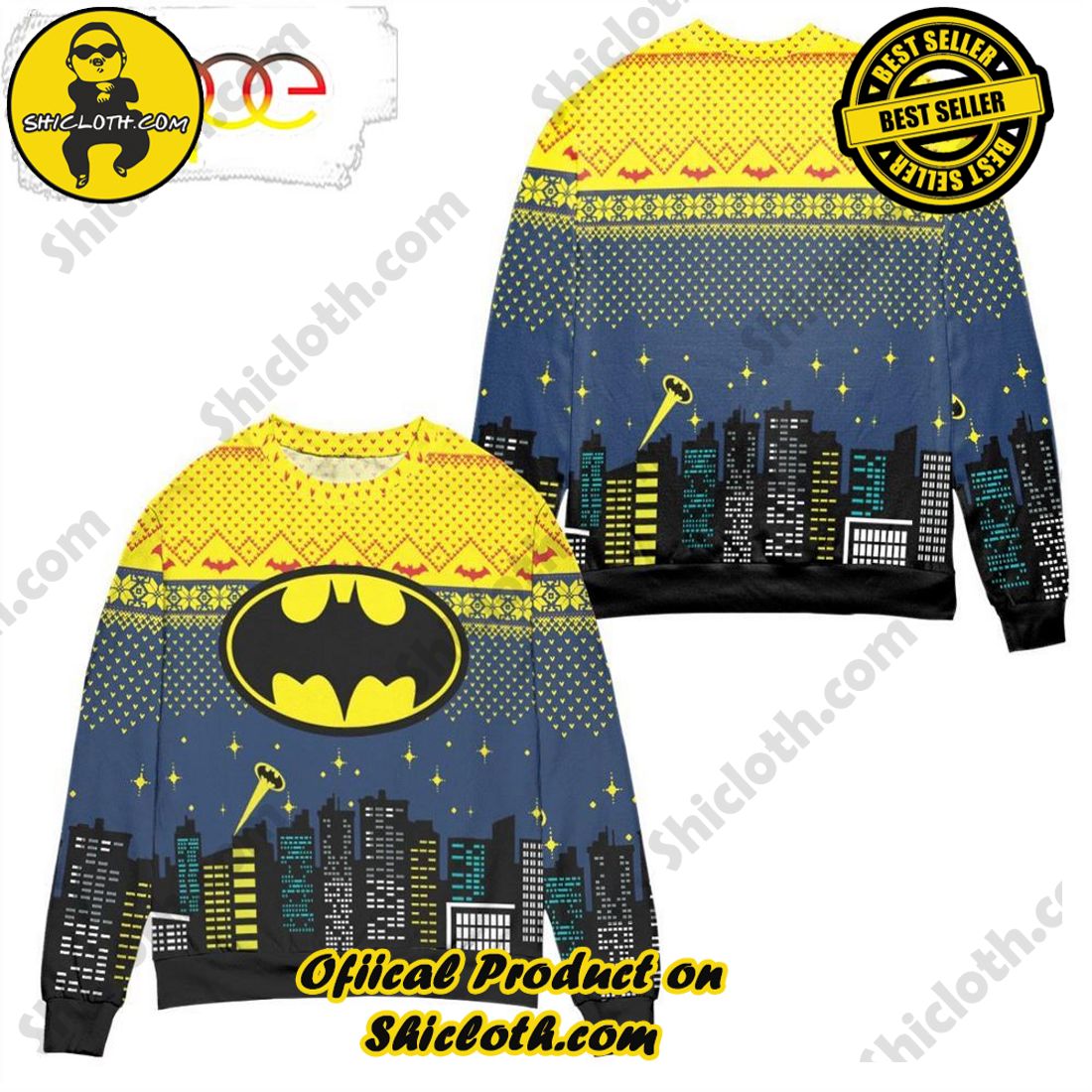 Top trending Shiclothshop's Sweater: The Perfect Cozy Christmas Gift 37 Batman Logo City Nights Ugly Christmas Sweater