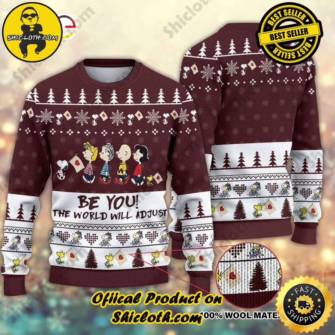 Top trending Shiclothshop's Sweater: The Perfect Cozy Christmas Gift 39 Be You The World Will Adjust Snoopy Ugly Christmas Sweater
