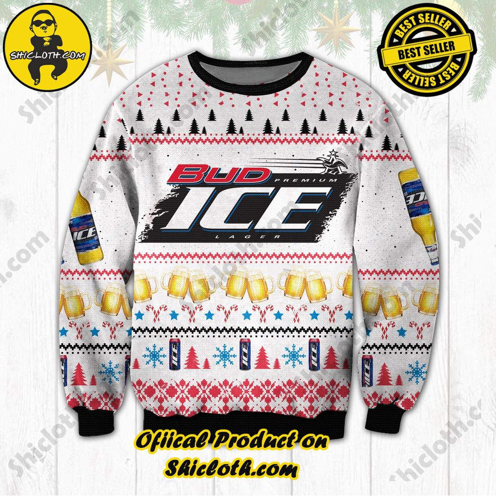 Best Seller Unveiling Festive Delight: Shiclothshop's Unique Collection of Ugly Christmas Sweaters 4 Bud Ice Ugly Christmas Sweater