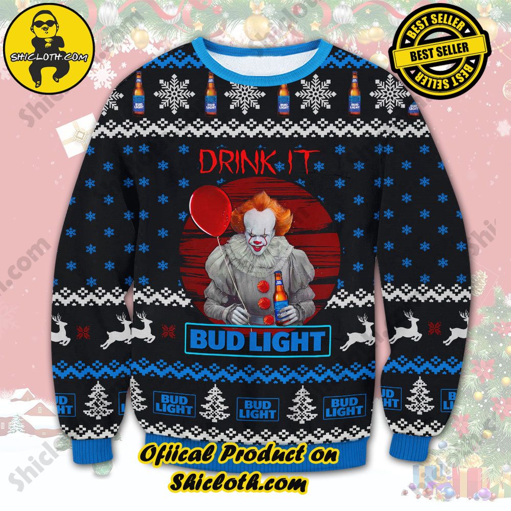 Hot Trending Unveiling Festive Delight: Shiclothshop's Unique Collection of Ugly Christmas Sweaters 2 Bud Light Drink It Ugly Christmas Sweater