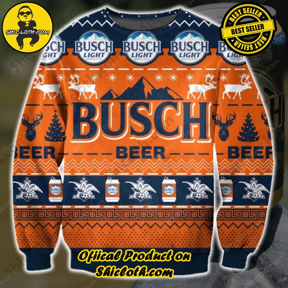 Limited Edition Shiclothshop's Ugly Sweater - A meaningful gift for family and loved ones. 7 Busch Beer Ugly Christmas Sweater Style 4