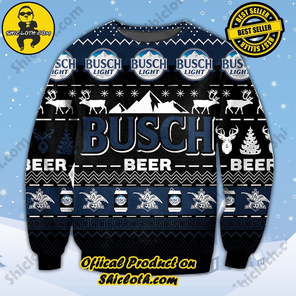 Best Seller Unveiling Festive Delight: Shiclothshop's Unique Collection of Ugly Christmas Sweaters 6 Busch Light Beer Ugly Christmas Sweater