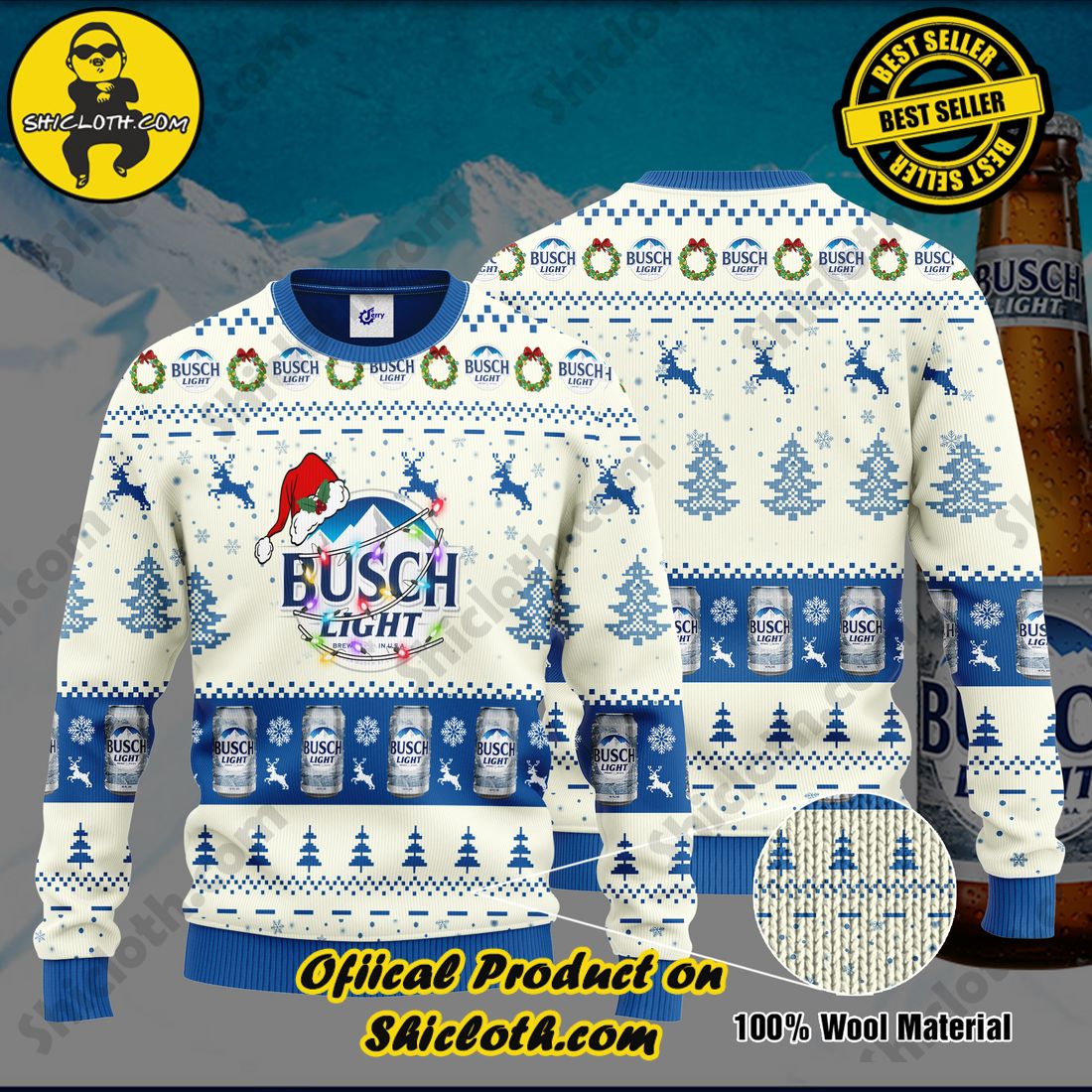 Best Seller Shiclothshop's Sweater: The Perfect Cozy Christmas Gift 4 Busch Light Santa Hat Christmas Ugly Christmas Sweater