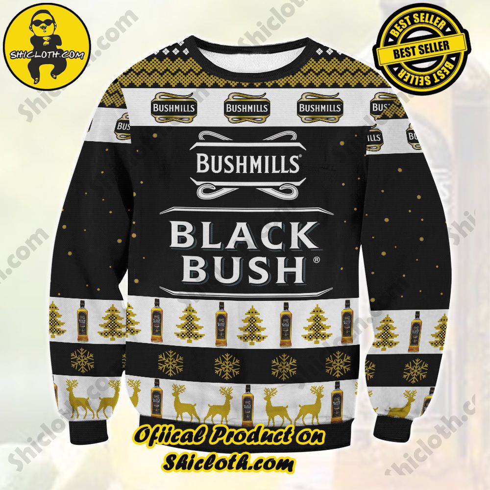 Unveiling Festive Delight: Shiclothshop's Unique Collection of Ugly Christmas Sweaters 57 Bushmills Black Bush Ugly Christmas Sweater
