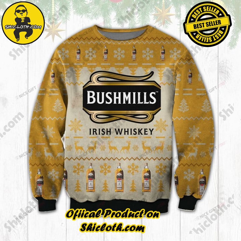 Best Seller Shiclothshop's Unique Collection of Ugly Christmas Sweaters 22 Bushmills Irish Whiskey Ugly Sweater