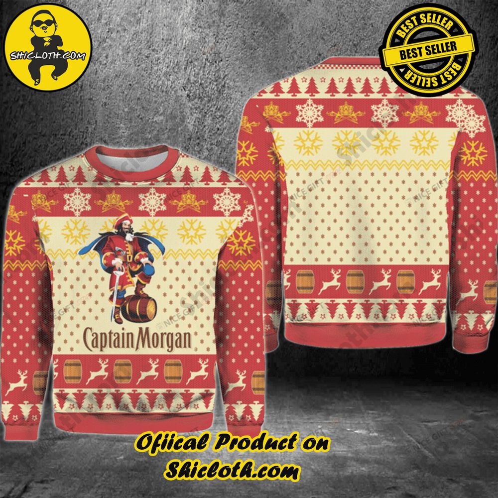 Best Seller Shiclothshop's Unique Collection of Ugly Christmas Sweaters 23 Captain Morgan Ugly Sweater