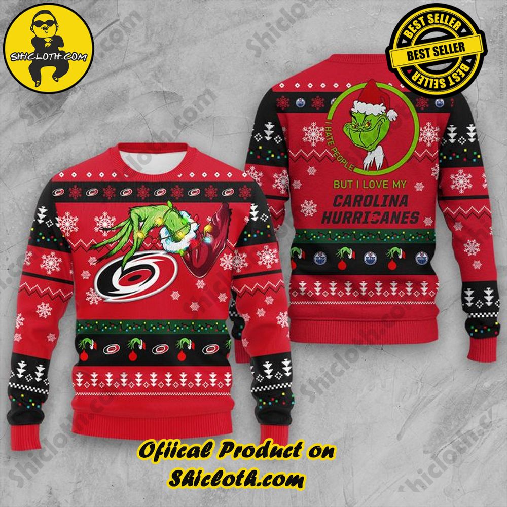 Best Seller Shiclothshop's Unique Collection of Ugly Christmas Sweaters 25 Carolina Hurricanes Grink Christmas Ugly Sweater