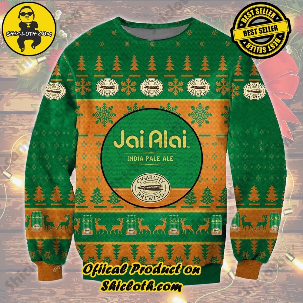 Hot Trending Unveiling Festive Delight: Shiclothshop's Unique Collection of Ugly Christmas Sweaters 4 Cigarcity Brewing Jai Alai India Pale Ale Ugly Christmas Sweater