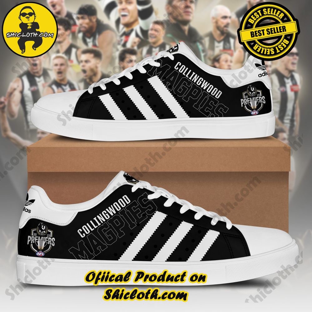 Best Seller: Step into Style with Shiclothshop's Stan Smith Low Top Shoes 16 Collingwood Magpies Adidas Stan Smith Shoes Premiers Limited Edition NQ (Black)