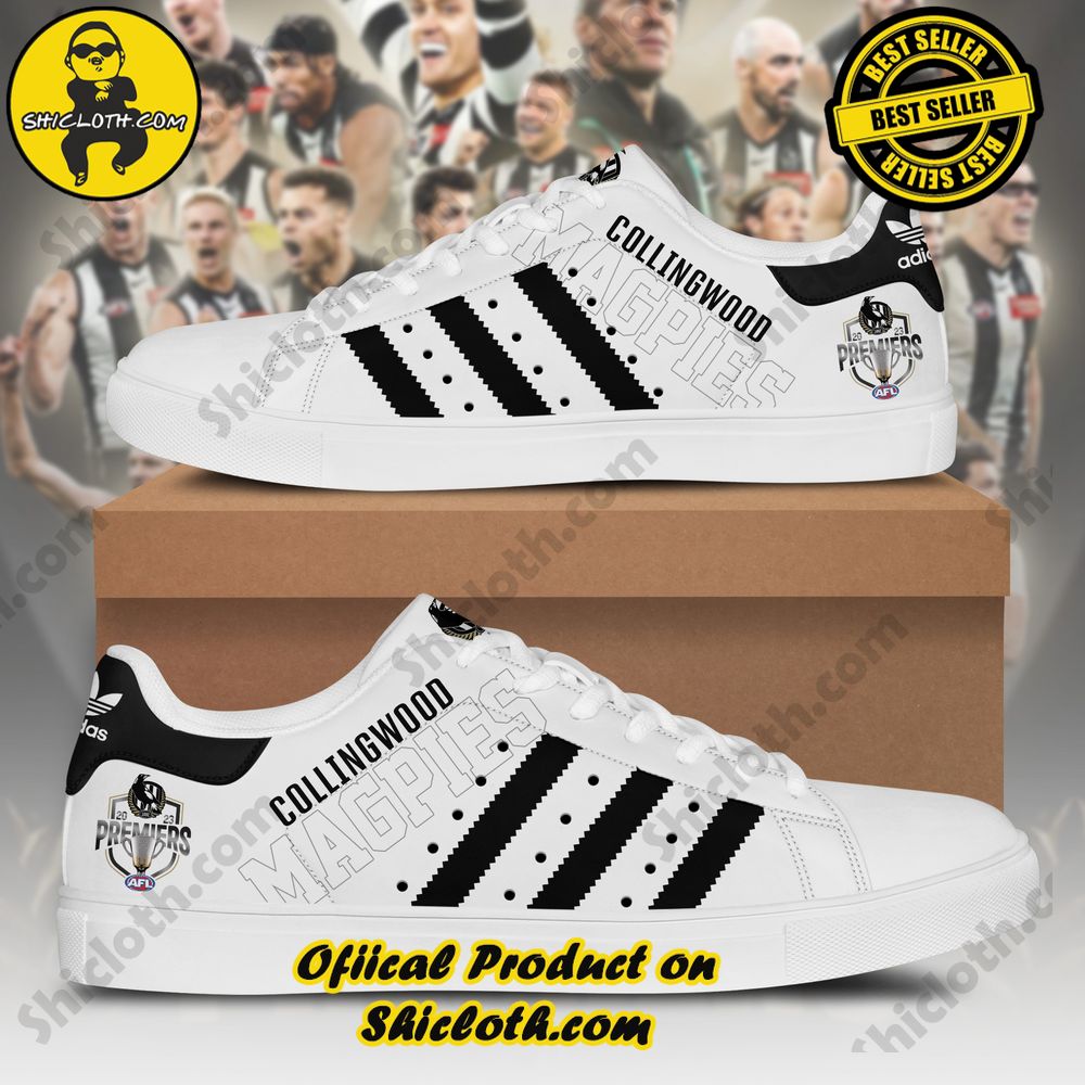 Best Seller: Step into Style with Shiclothshop's Stan Smith Low Top Shoes 17 Collingwood Magpies Adidas Stan Smith Shoes Premiers Limited Edition NQ (White)