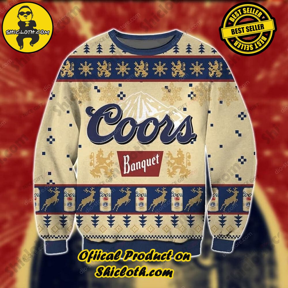 Best Seller Shiclothshop's Unique Collection of Ugly Christmas Sweaters 29 Coors Banquet Ugly Sweater Version 1