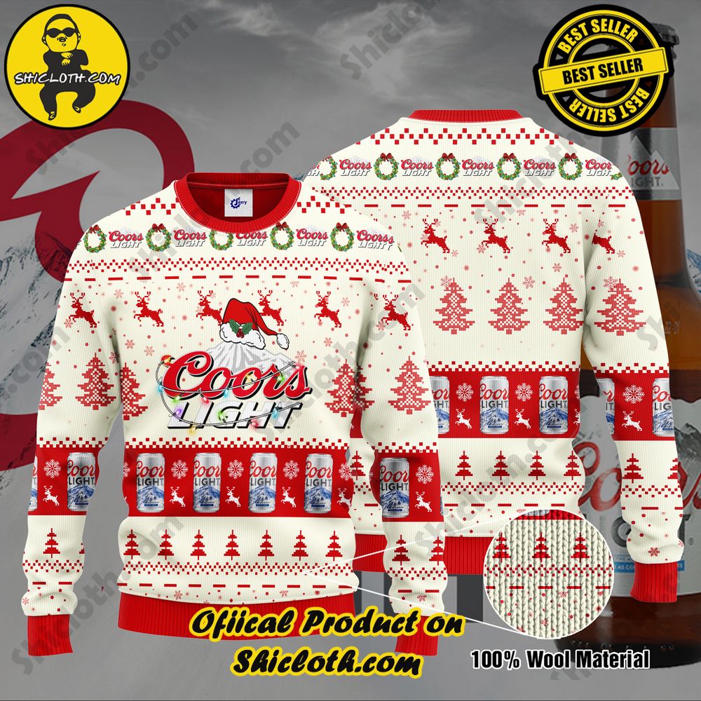 Limited Edition Shiclothshop's Ugly Sweater - A meaningful gift for family and loved ones. 12 Coors Light Santa Hat Christmas Ugly Christmas Sweater