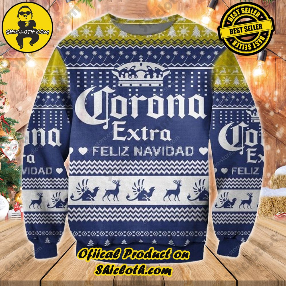 Shiclothshop's Ugly Sweater - A meaningful gift for family and loved ones. 11 Corona Extra Ugly Christmas Sweater