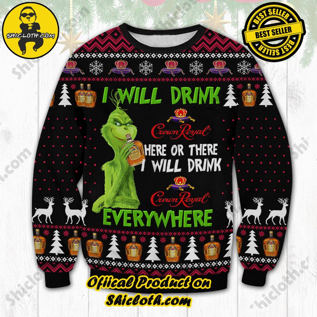 Best Seller Shiclothshop's Sweater: The Perfect Cozy Christmas Gift 7 Crown Royal Grinch Ugly Christmas Sweater