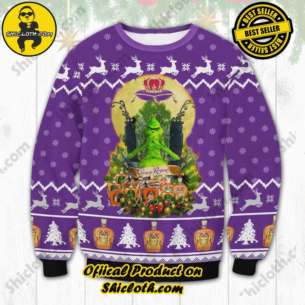 Hot Trending Unveiling Festive Delight: Shiclothshop's Unique Collection of Ugly Christmas Sweaters 9 Crown Royal Grinch Ugly Christmas Sweater