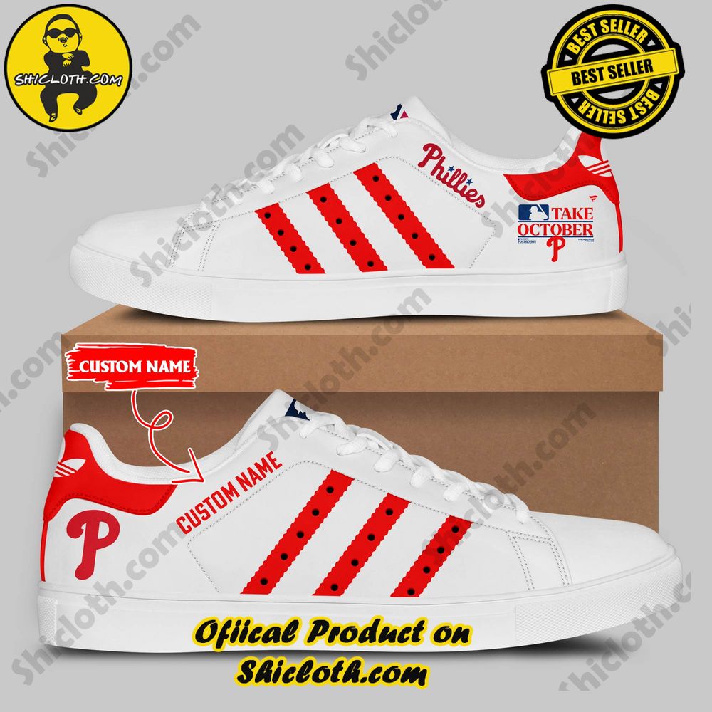 Best Seller: Step into Style with Shiclothshop's Stan Smith Low Top Shoes 31 Custom Name Philadelphia Phillies Adidas Stan Smith Shoes Style 2
