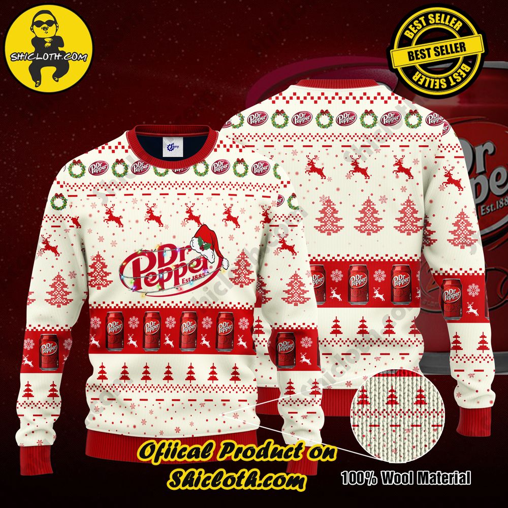 Limited Edition Shiclothshop's Ugly Sweater - A meaningful gift for family and loved ones. 16 Dr Pepper Santa Hat Christmas Ugly Christmas Sweater