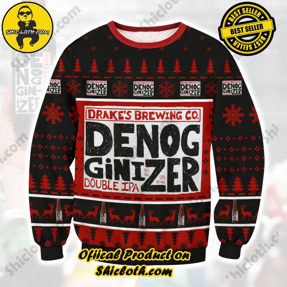 Unveiling Festive Delight: Shiclothshop's Unique Collection of Ugly Christmas Sweaters 14 Drake’s Denogginizer beer Ugly Christmas Sweater