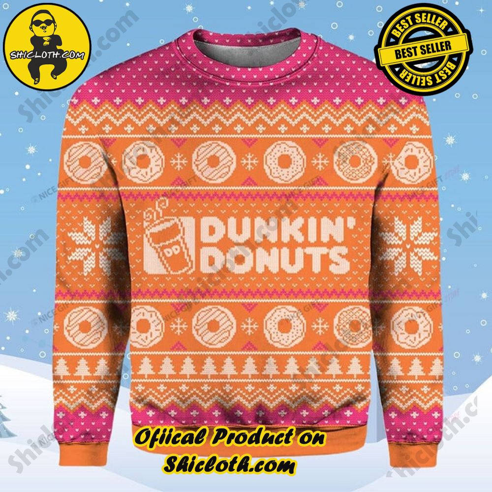 Best Seller Shiclothshop's Unique Collection of Ugly Christmas Sweaters 61 Dunkin' Donuts Ugly Christmas Sweater