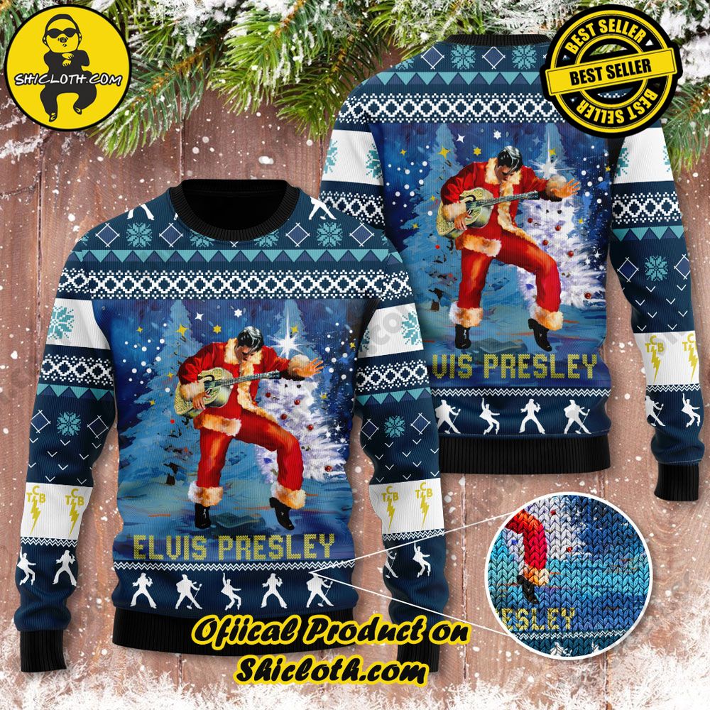 Hot Trending Unveiling Festive Delight: Shiclothshop's Unique Collection of Ugly Christmas Sweaters 14 Elvis Presley 3D Ugly Christmas Sweater Version 2