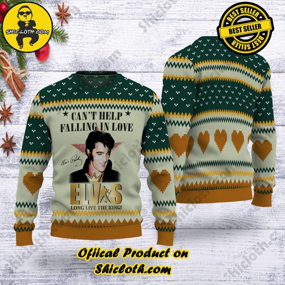 Hot Trending Shicloth's Enchanting Christmas Sweaters 5 Elvis Presley Can't Help Falling In Love Christmas Ugly Sweater