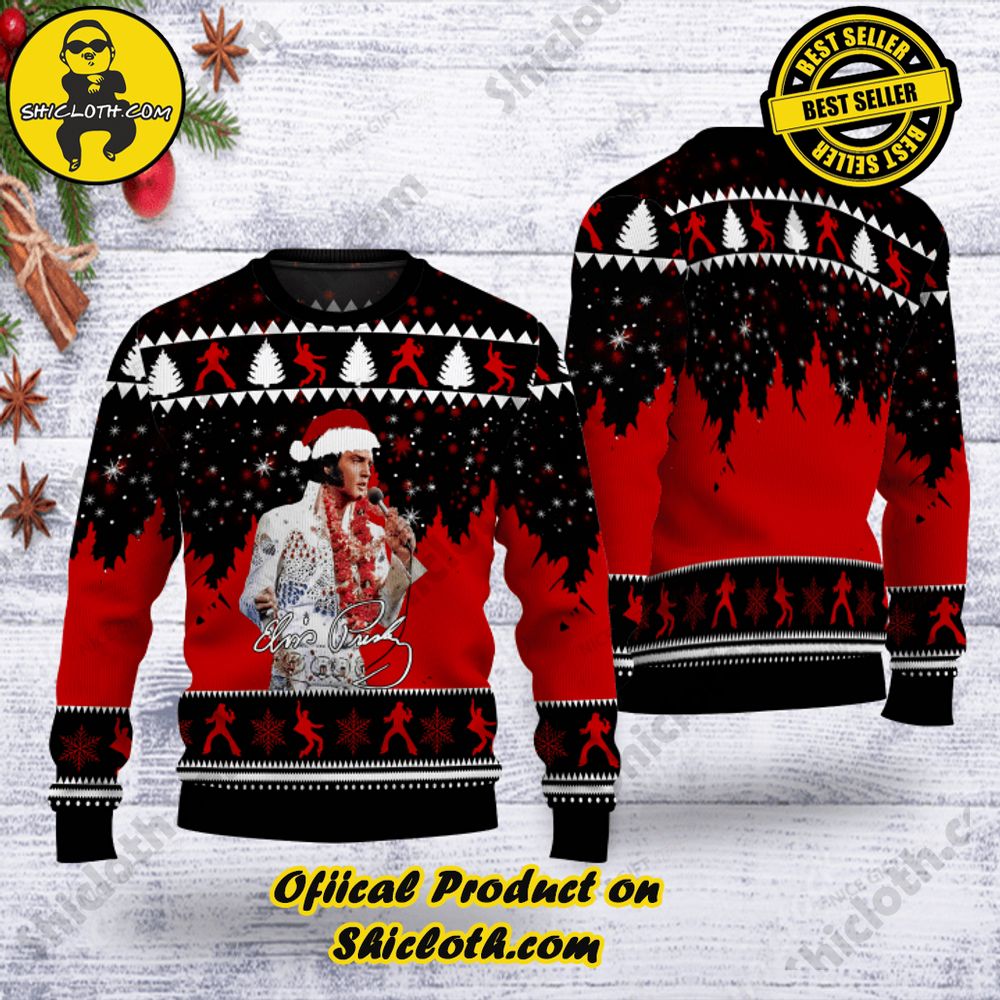 Hot Trending Shicloth's Enchanting Christmas Sweaters 7 Elvis Presley Christmas Ugly Sweater Version 2