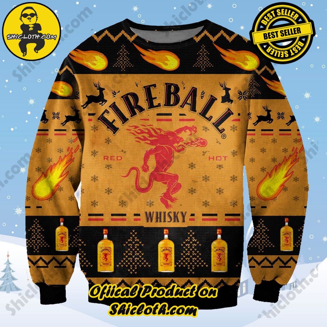 Best Seller Shiclothshop's Sweater: The Perfect Cozy Christmas Gift 9 Fireball Ugly Christmas Sweater