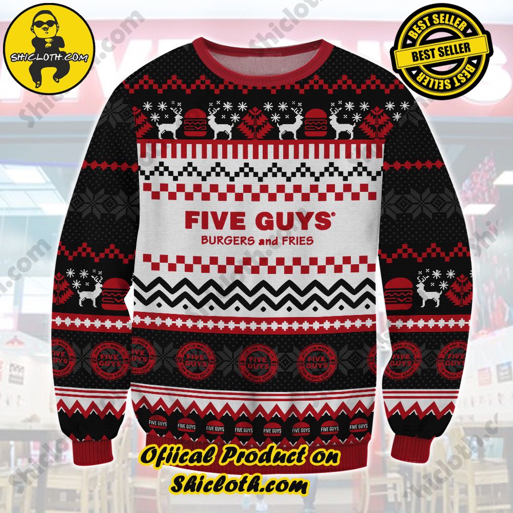 Unveiling Festive Delight: Shiclothshop's Unique Collection of Ugly Christmas Sweaters 67 Five Guys Ugly Christmas Sweater