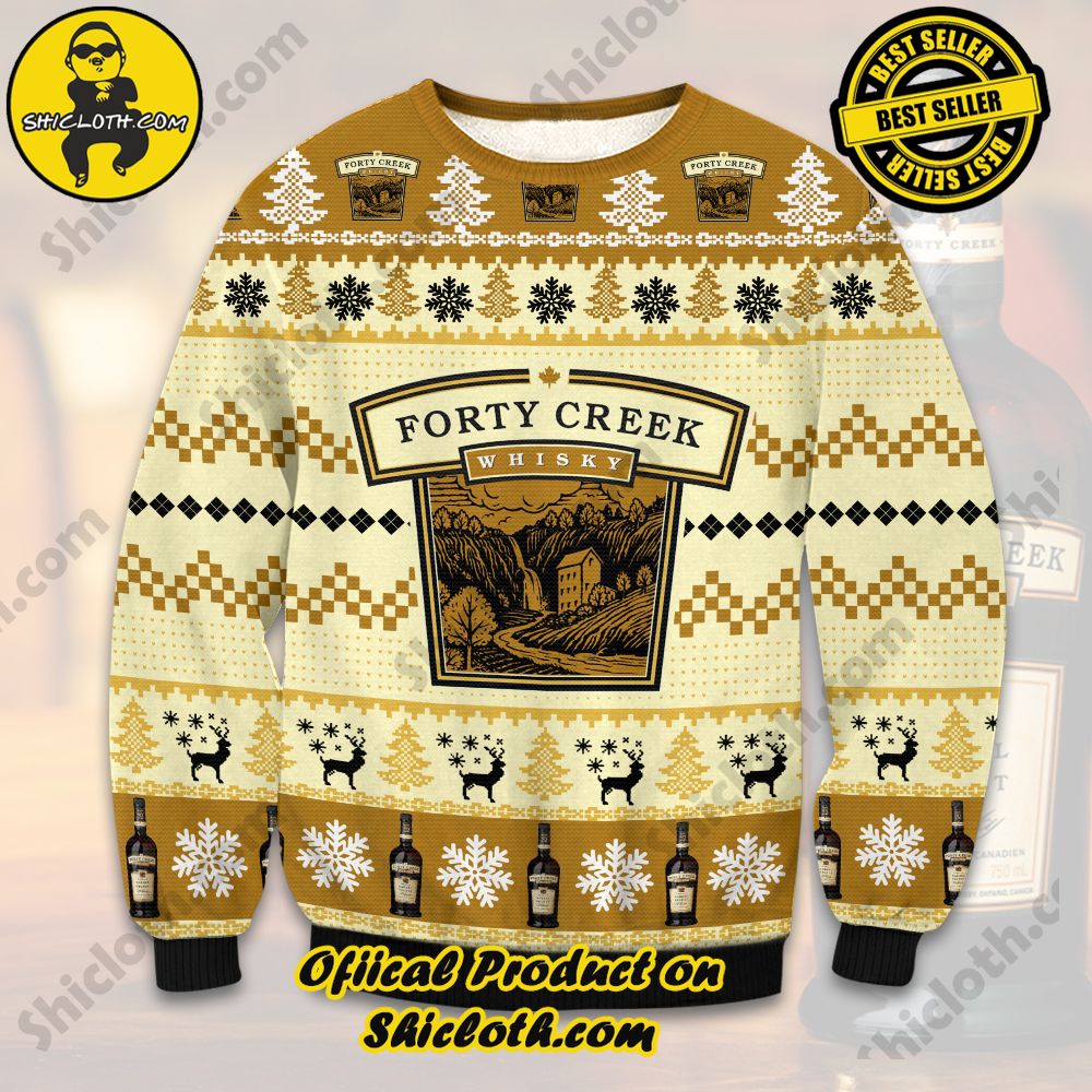 Shiclothshop's Ugly Sweater - A meaningful gift for family and loved ones. 20 Forty Creek Whiskey Ugly Christmas Sweater
