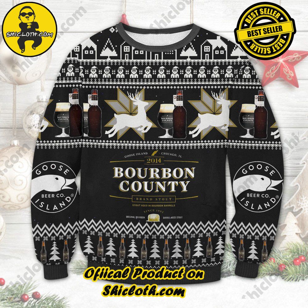 Hot Trending Unveiling Festive Delight: Shiclothshop's Unique Collection of Ugly Christmas Sweaters 18 Goose Island Chicago Bourbon County Ugly Christmas Sweater