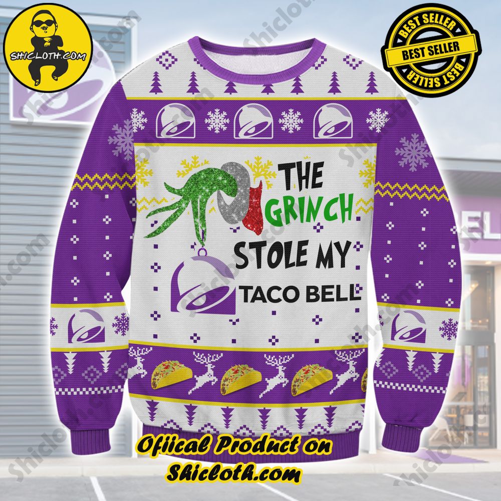 Shiclothshop's Ugly Sweater - A meaningful gift for family and loved ones. 22 Grinch Stole Taco Bell Ugly Christmas Sweater