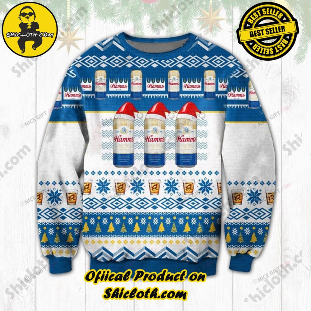 Best Seller Shiclothshop's Unique Collection of Ugly Christmas Sweaters 77 Hamm's Beer Ugly Christmas Sweater